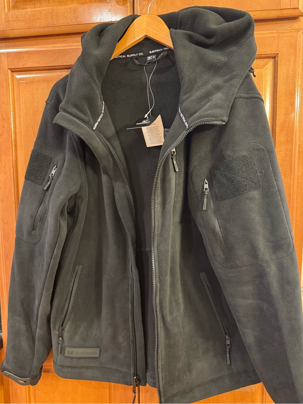 Men's Black Tactical Fleece Hooded Jacket